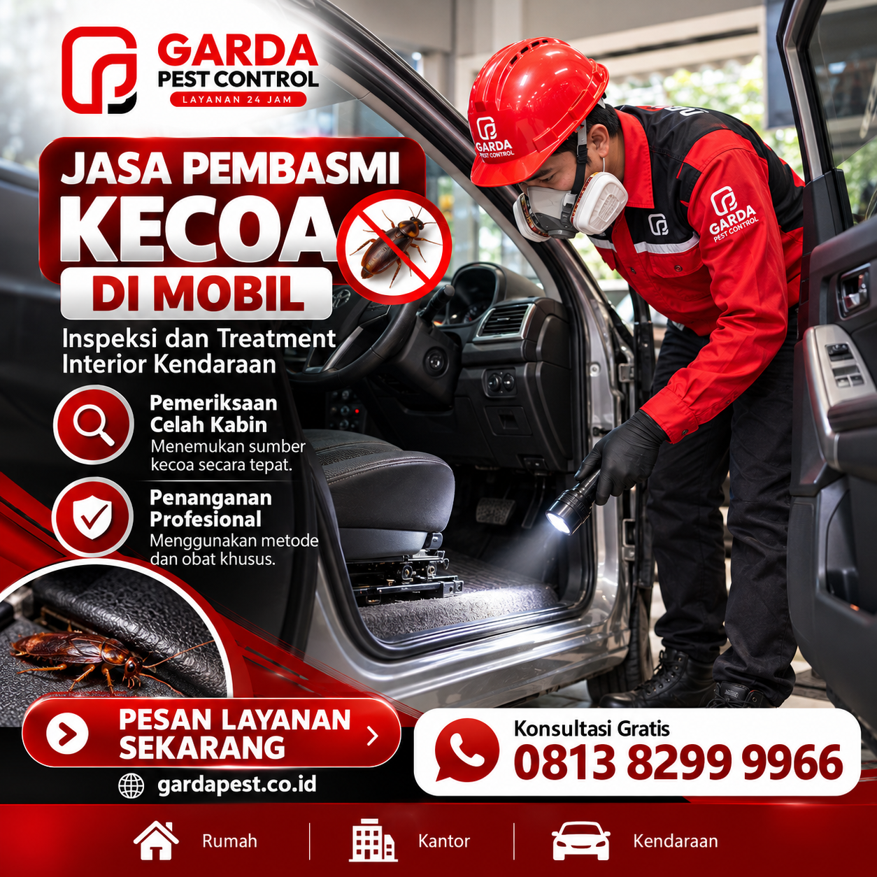 Jasa Pembasmi Kecoa Mobil di Malang: Solusi Tuntas dan Aman dari Garda Pest Control